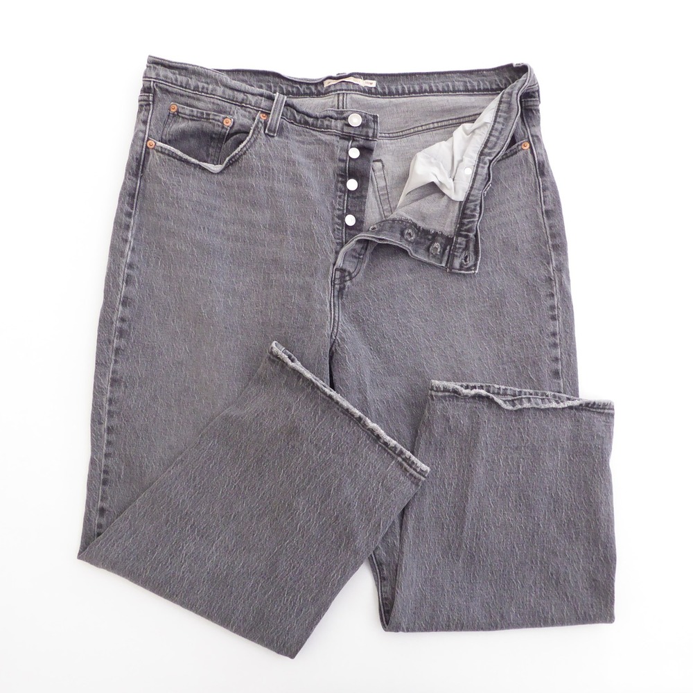 Levi's Premium Women Jeans Gray Ribcage Straight Ankle High Rise Button Fly 18W